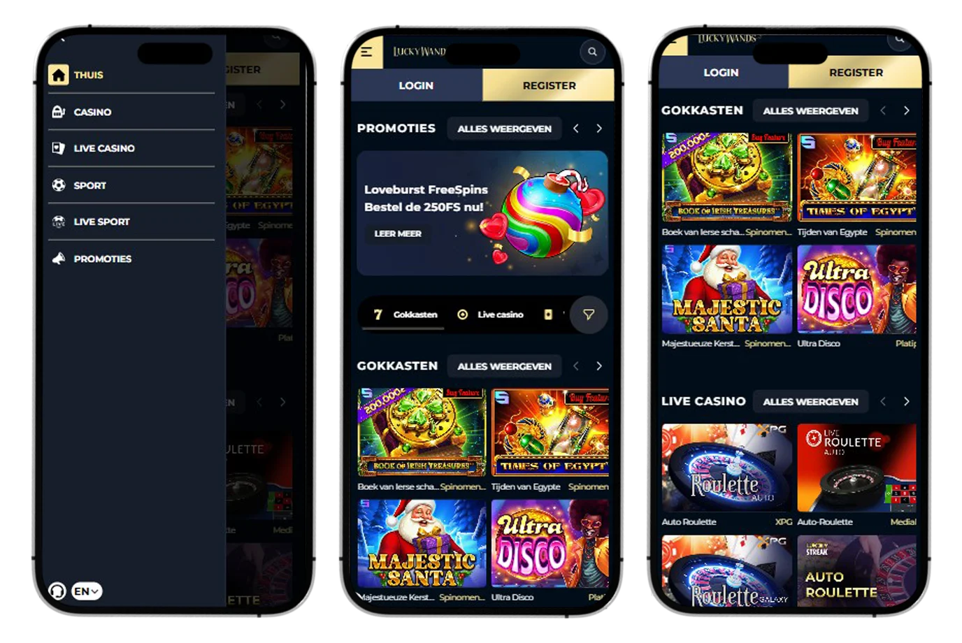 Lucky Wands Casino Mobiele versie en app